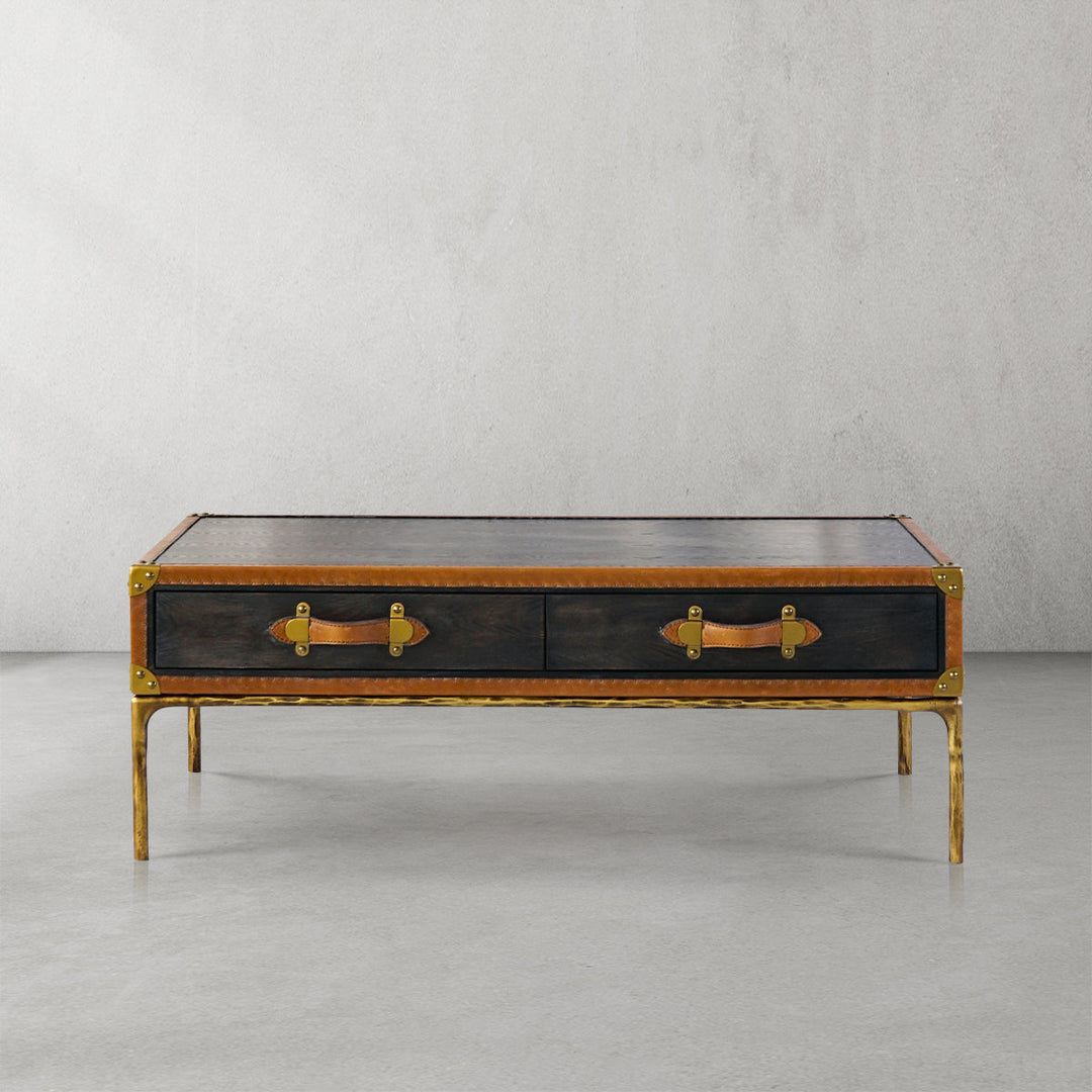 Thaddeus Vintage Leather Square Coffee Table