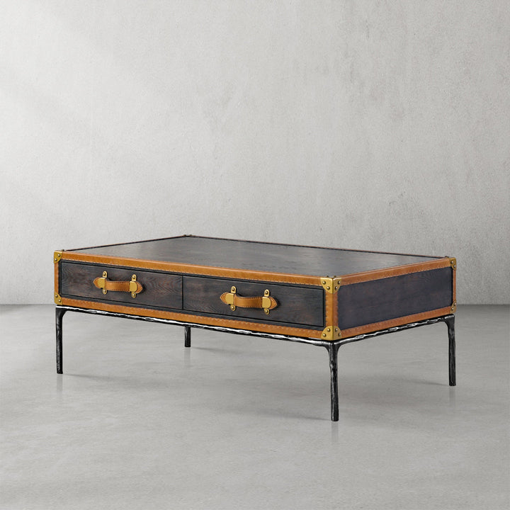 Thaddies Vintage Leather Square Coffee Table