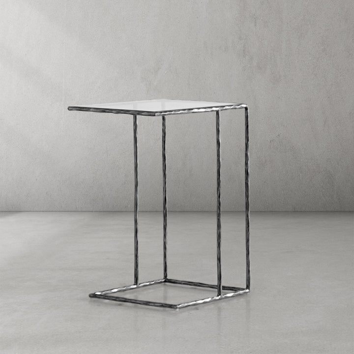 Thaddies Tempered Glass C-Shaped Side Table