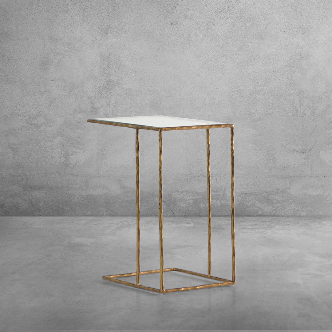 Thaddies Tempered Glass C-Shaped Side Table