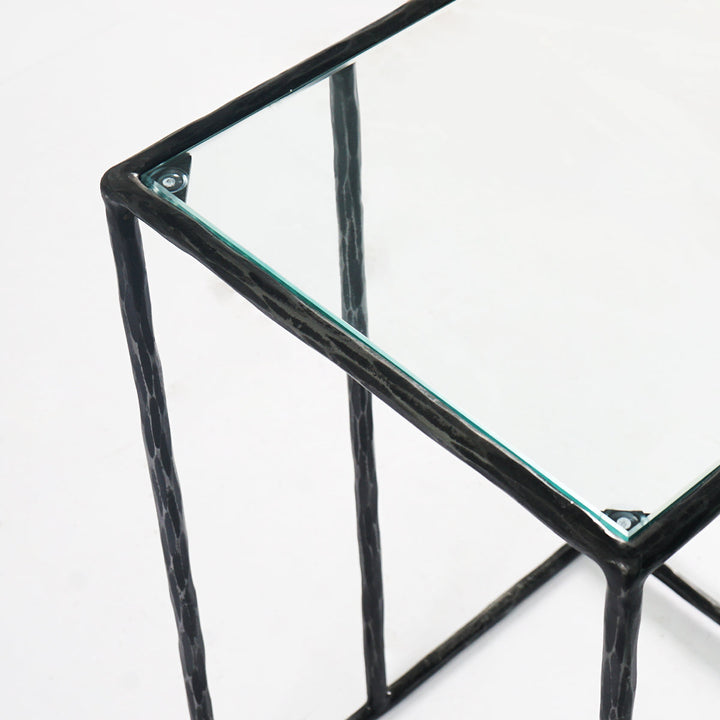 Thaddies Tempered Glass C-Shaped Side Table