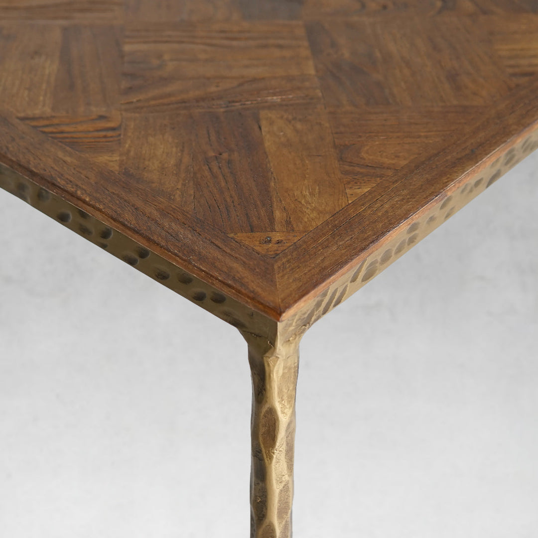 Thaddies Metal Frame Elm Wood Console Table