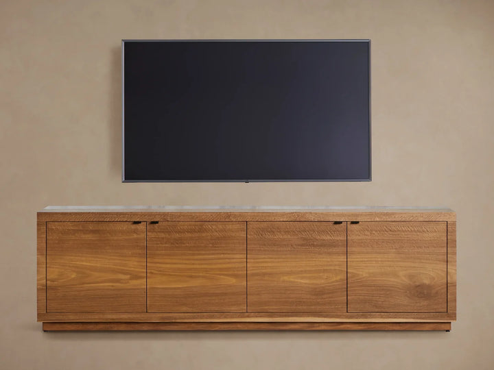 Acacius Industrial Media Console Oxidized Steel Reclaimed Wood Living