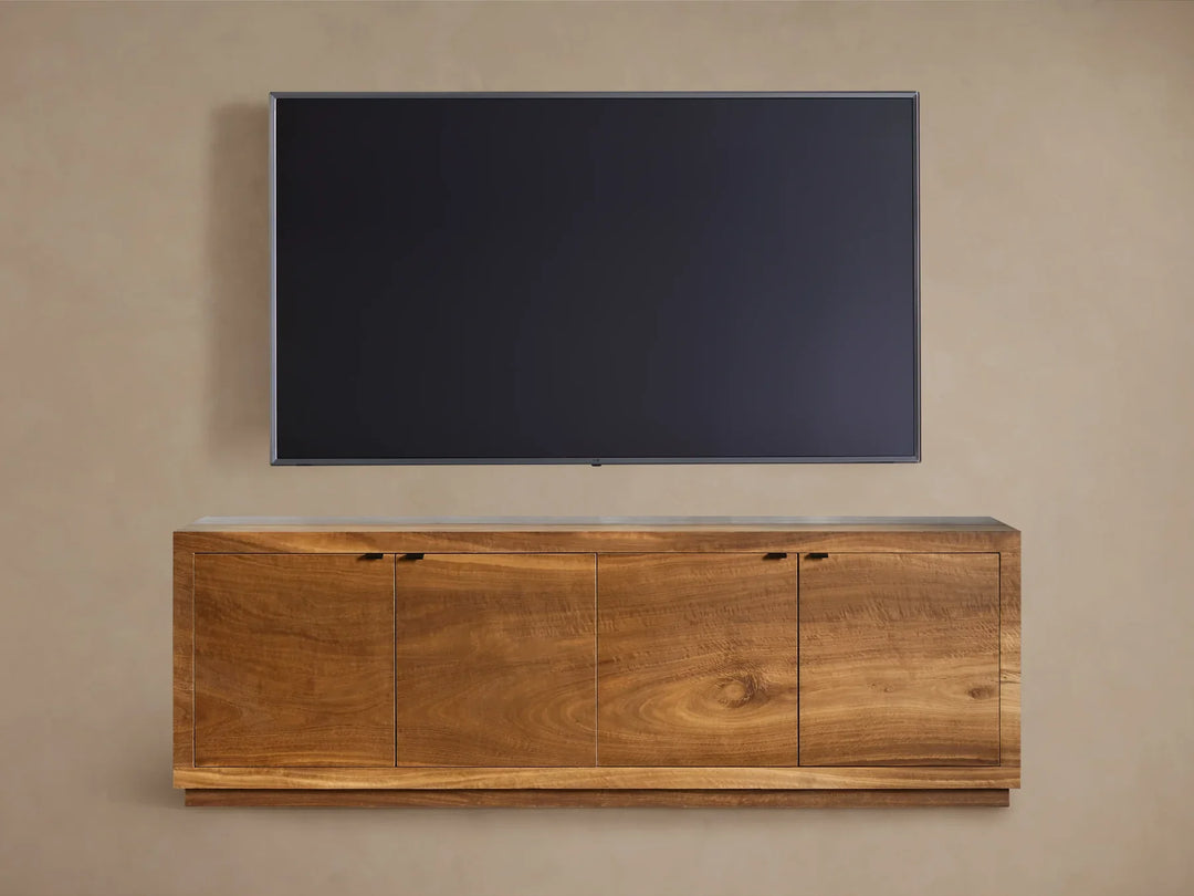 Acacius Industrial Media Console Oxidized Steel Reclaimed Wood Living