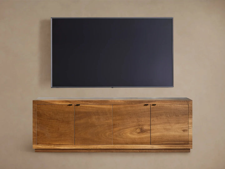 Acacius Industrial Media Console Oxidized Steel Reclaimed Wood Living