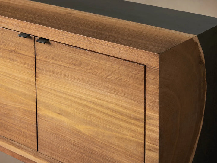 Acacius Industrial Media Console Oxidized Steel Reclaimed Wood Living