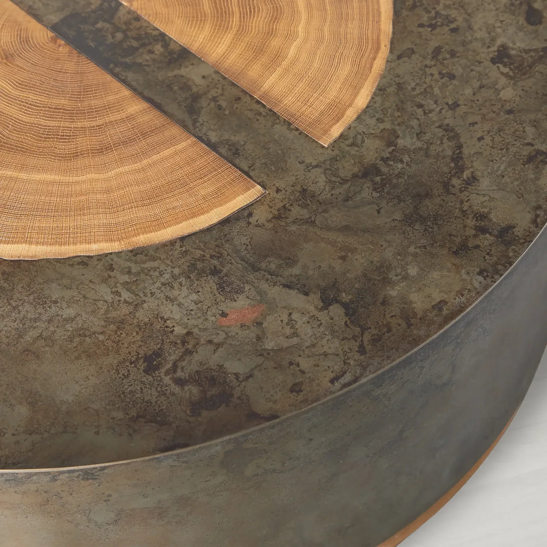 Acacius Round Coffee Table Yukas Wood Cocktail Table Sofa Industrial Center Tea Table