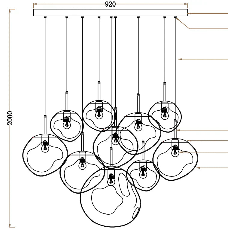 Afra Glass Chandelier 36"