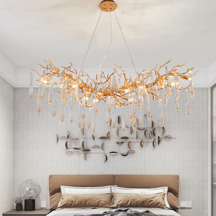Agnes Brass Branch Crystal Chandelier For Dining Room