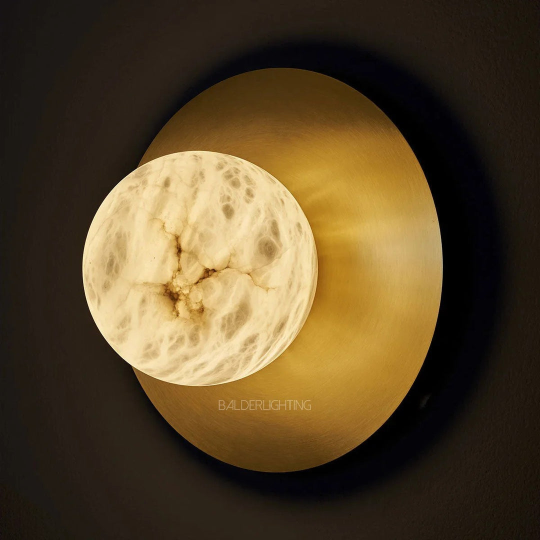 Alabaster Brass Wall Sconce