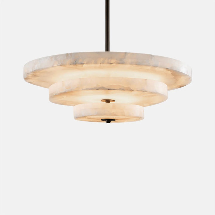 Alabaster Bronze & White LED Chandelier – Elegant 33‑Inch