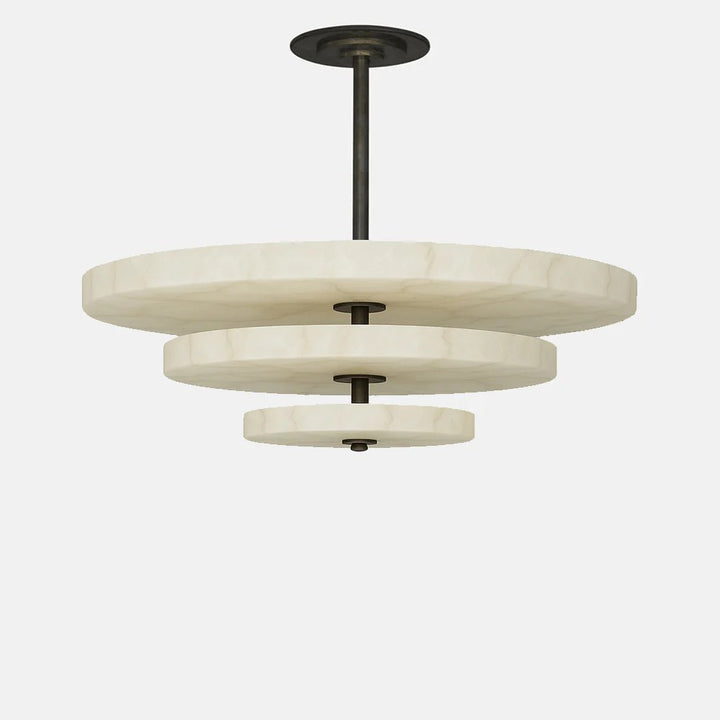 Alabaster Bronze & White LED Chandelier – Elegant 33‑Inch