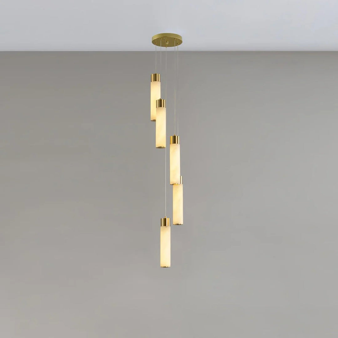 Alabaster Cascade Chandelier – Brass & White Multi-Head LED
