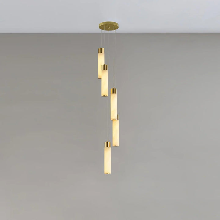Alabaster Cascade Chandelier – Brass & White Multi-Head LED