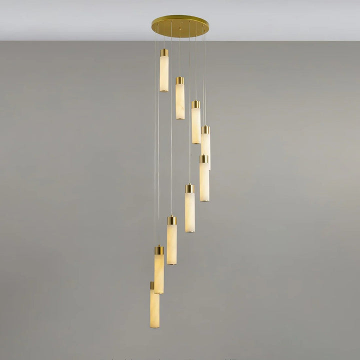 Alabaster Cascade Chandelier – Brass & White Multi-Head LED
