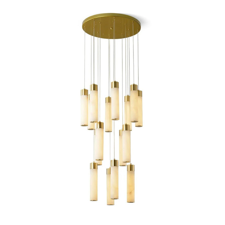 Alabaster Cascade Chandelier – Brass & White Multi-Head LED