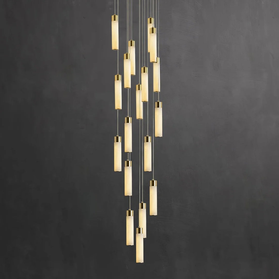 Alabaster Cascade Chandelier – Brass & White Multi-Head LED
