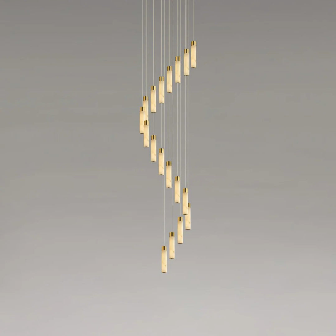 Alabaster Cascade Chandelier – Brass & White Multi-Head LED