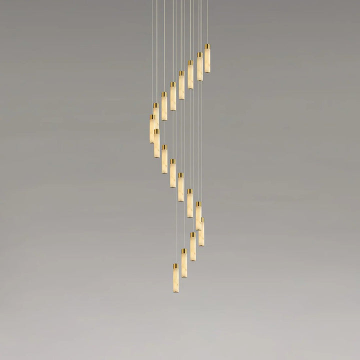 Alabaster Cascade Chandelier – Brass & White Multi-Head LED
