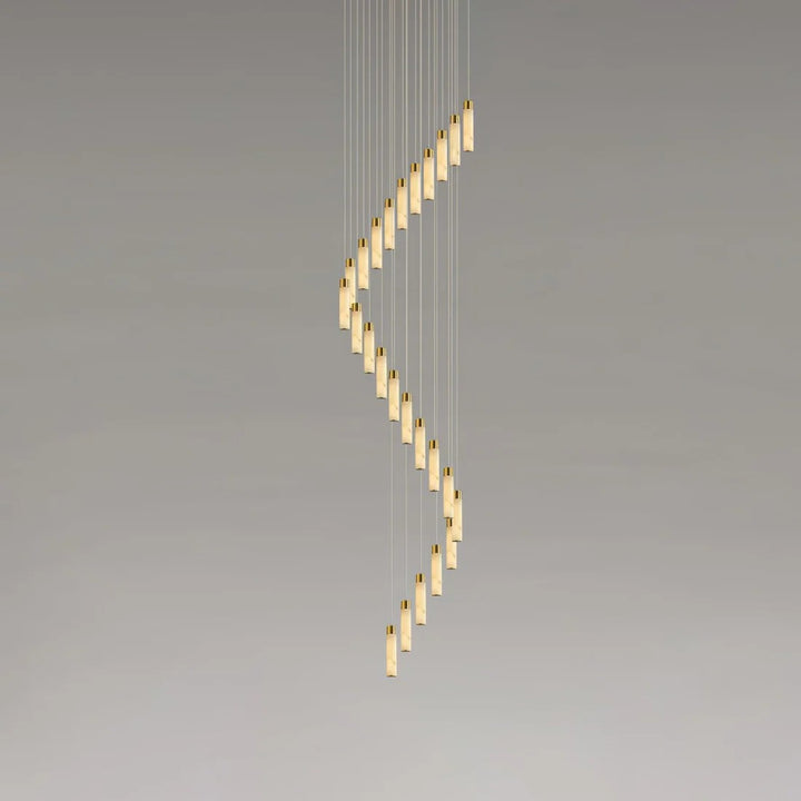 Alabaster Cascade Chandelier – Brass & White Multi-Head LED