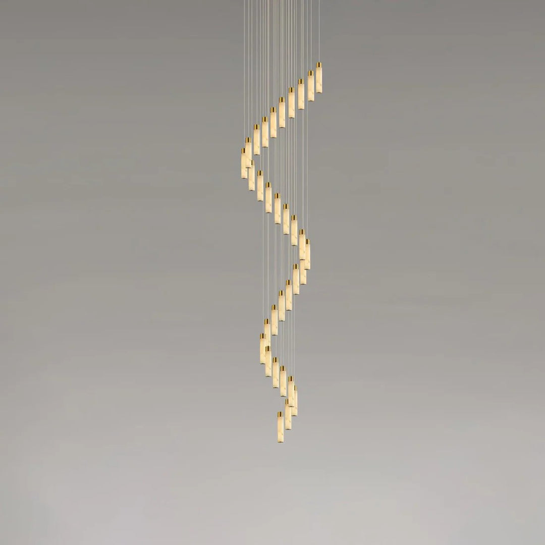 Alabaster Cascade Chandelier – Brass & White Multi-Head LED