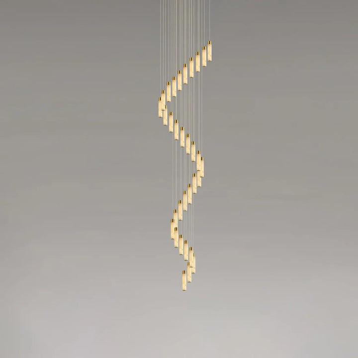 Alabaster Cascade Chandelier – Brass & White Multi-Head LED