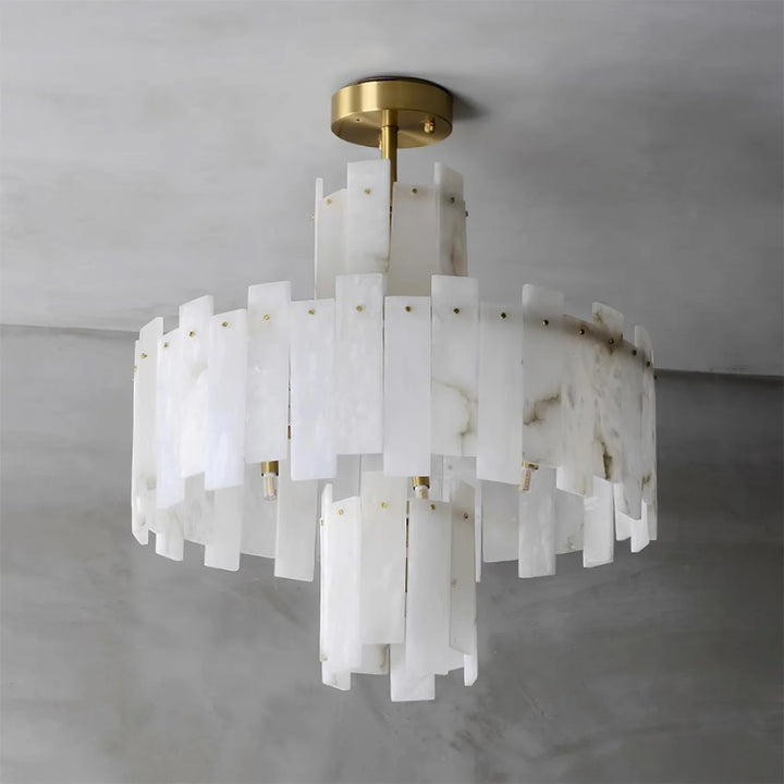 Alabaster Chandelier – Elegant Brass & White Alabaster Light Fixture