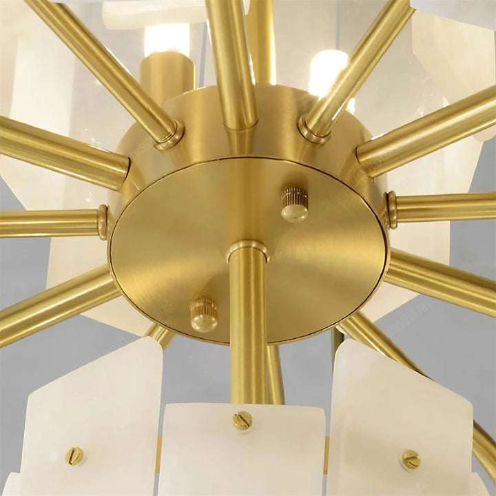 Alabaster Chandelier – Elegant Brass & White Alabaster Light Fixture