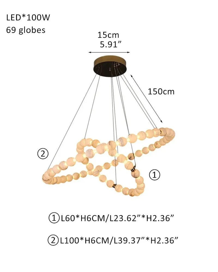 Alabaster Cirque 2 Rings Chandelier