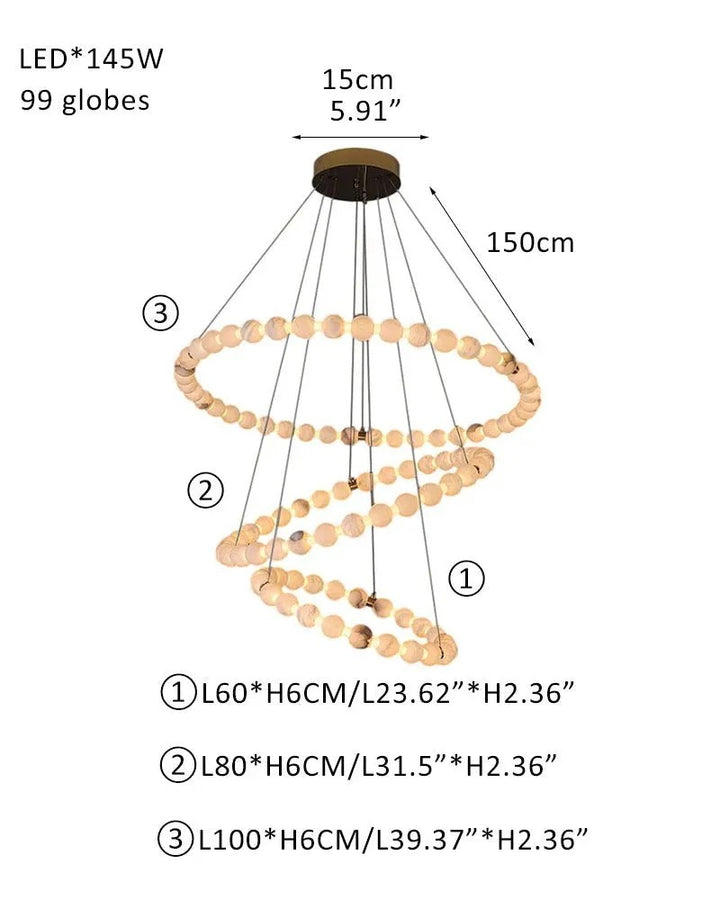 Alabaster Cirque 3 Rings Chandelier