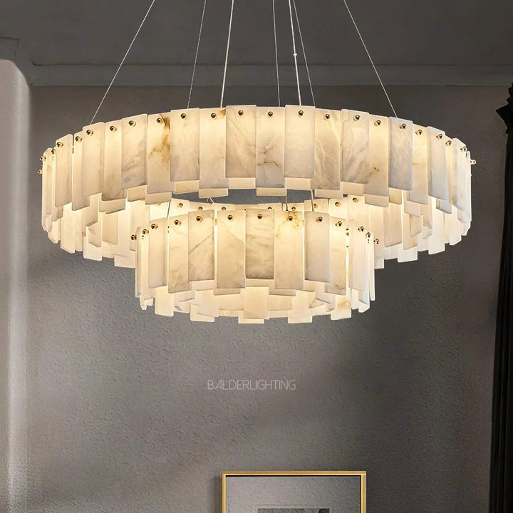 Alabaster Double Round Chandelier