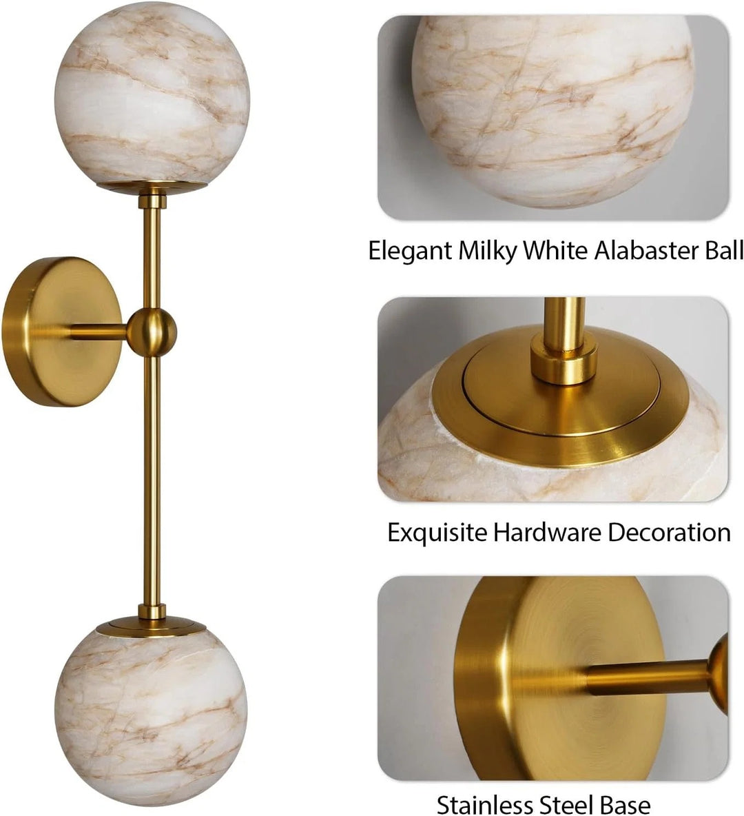 Alabaster Double Spherical Wall Lamp