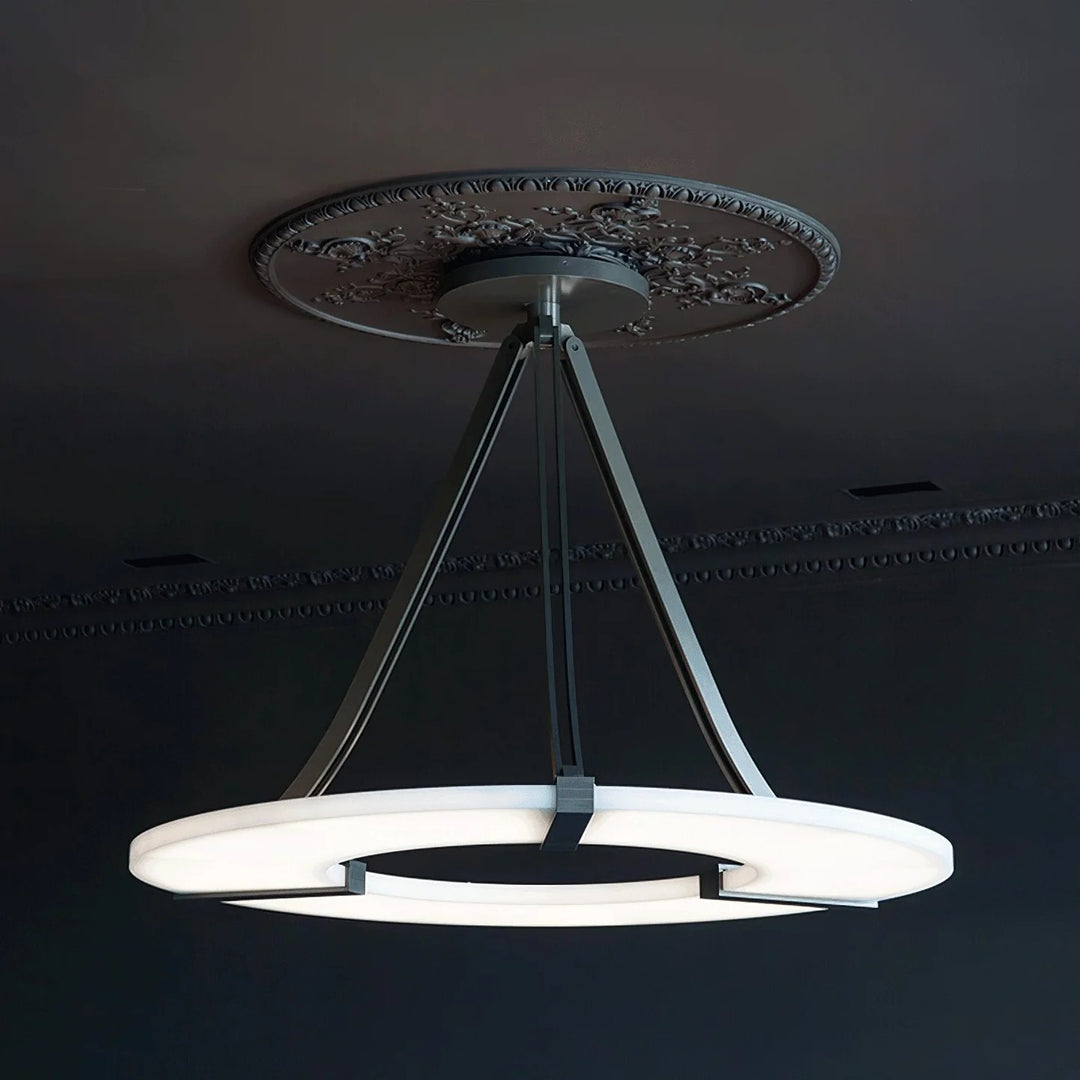 Alabaster Halo Pendant Light – Black & White LED Chandelier