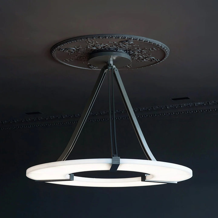 Alabaster Halo Pendant Light – Black & White LED Chandelier