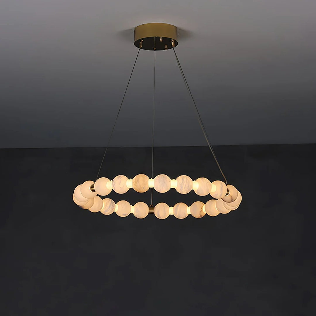 Alabaster Orb Ring Chandelier – Gold White, 23.6‑39.4 Diameters