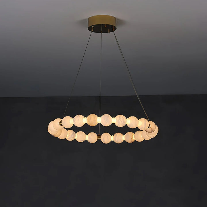 Alabaster Orb Ring Chandelier – Gold White, 23.6‑39.4 Diameters