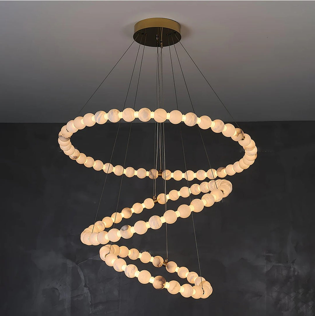 Alabaster Orb Ring Chandelier – Gold White, 23.6‑39.4 Diameters