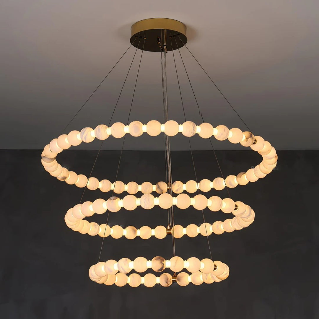 Alabaster Orb Ring Chandelier – Gold White, 23.6‑39.4 Diameters