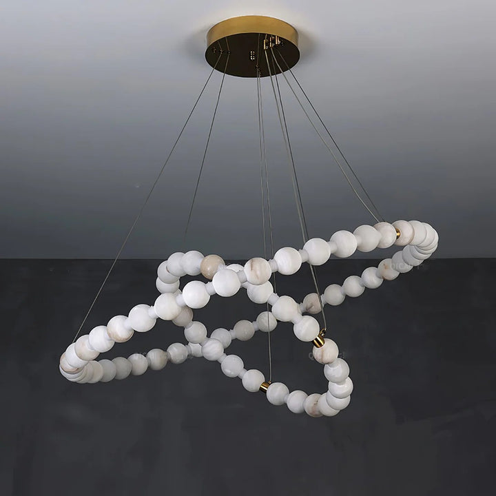 Alabaster Orb Ring Chandelier – Gold White, 23.6‑39.4 Diameters