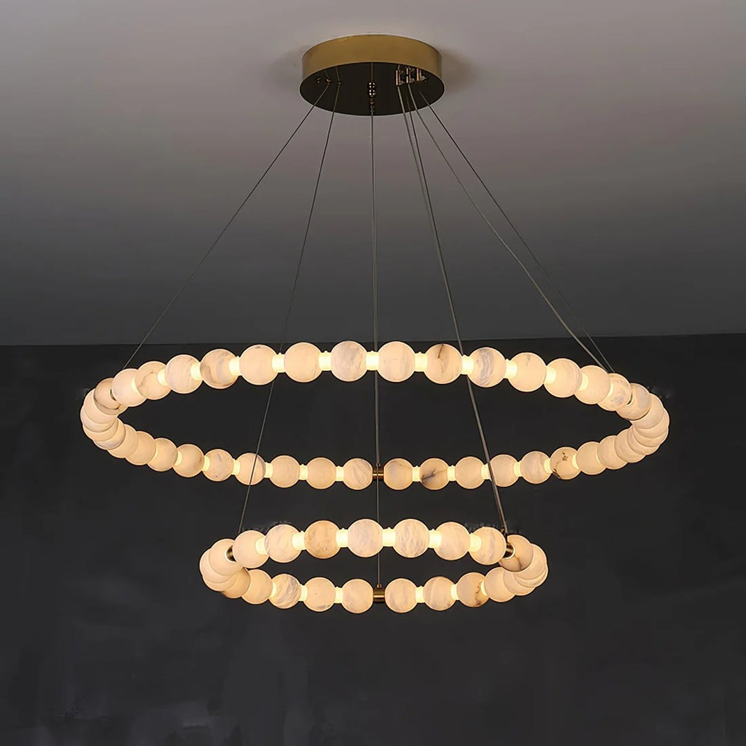Alabaster Orb Ring Chandelier – Gold White, 23.6‑39.4 Diameters