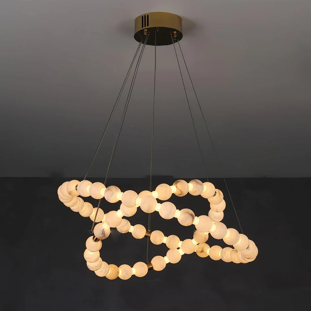 Alabaster Orb Ring Chandelier – Gold White, 23.6‑39.4 Diameters