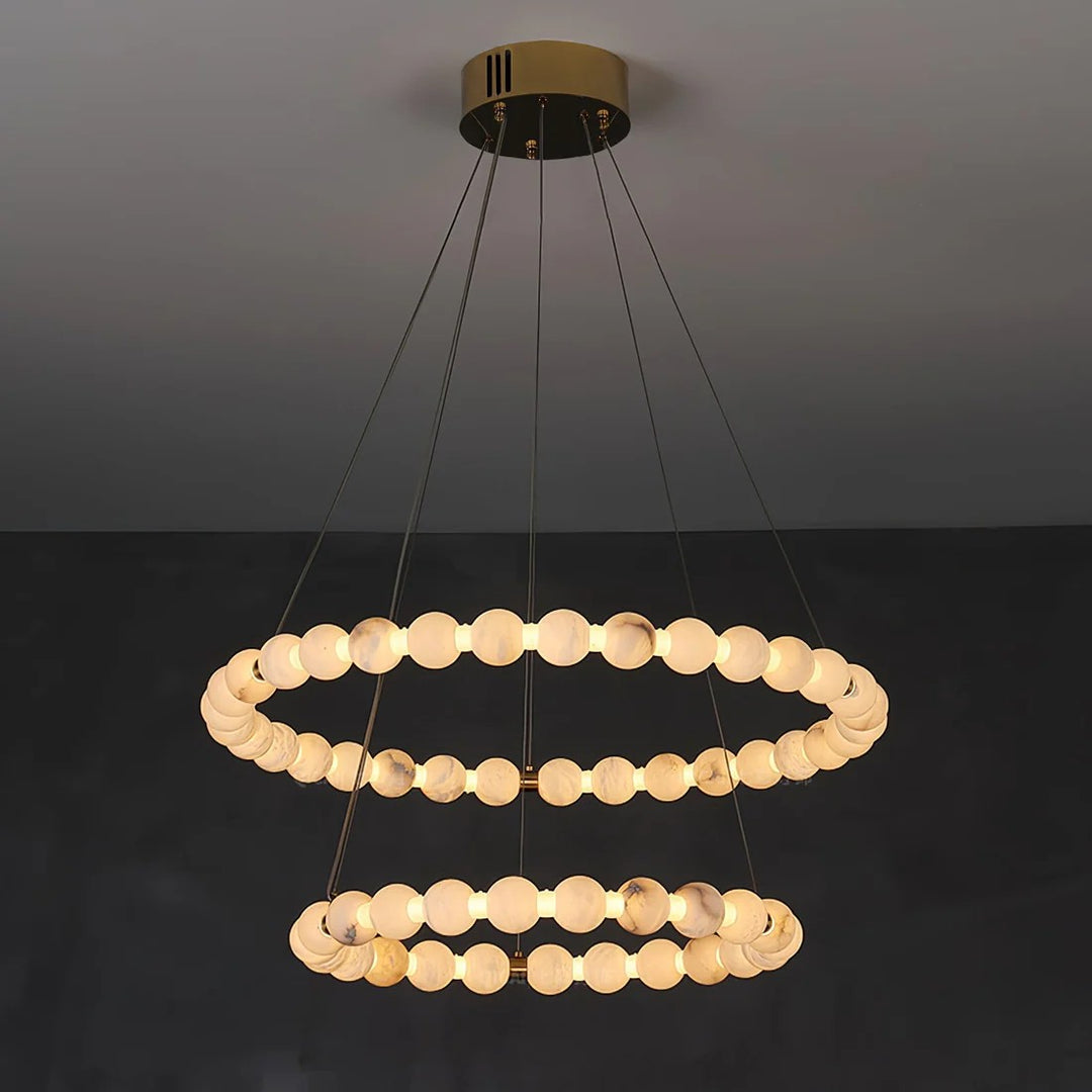 Alabaster Orb Ring Chandelier – Gold White, 23.6‑39.4 Diameters