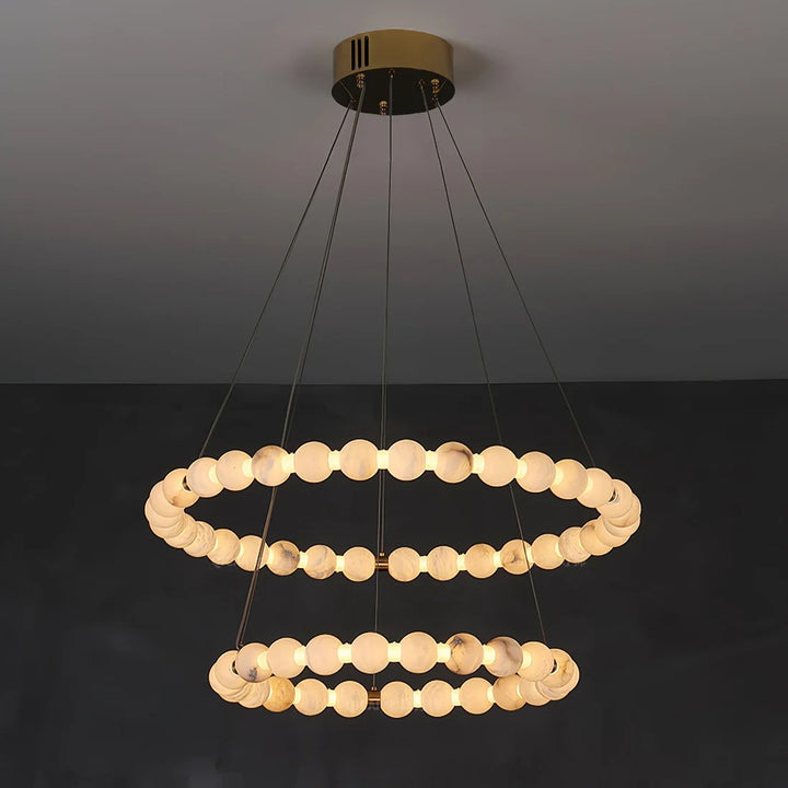 Alabaster Orb Ring Chandelier – Gold White, 23.6‑39.4 Diameters