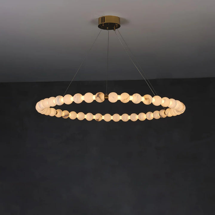 Alabaster Orb Ring Chandelier – Gold White, 23.6‑39.4 Diameters