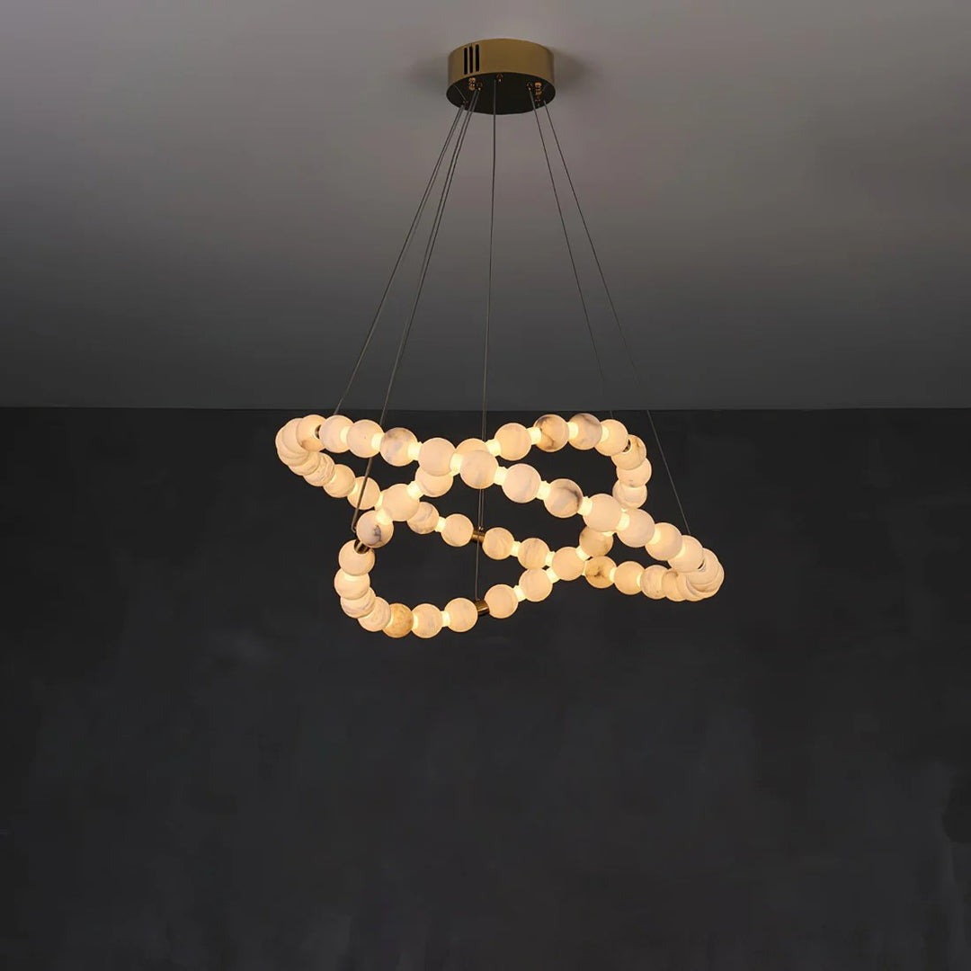 Alabaster Orb Ring Chandelier – Gold White, 23.6‑39.4 Diameters