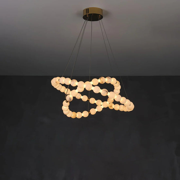 Alabaster Orb Ring Chandelier – Gold White, 23.6‑39.4 Diameters