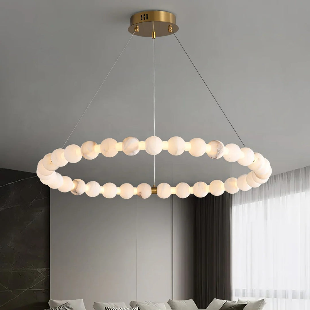 Alabaster Orb Ring Chandelier – Gold White, 23.6‑39.4 Diameters