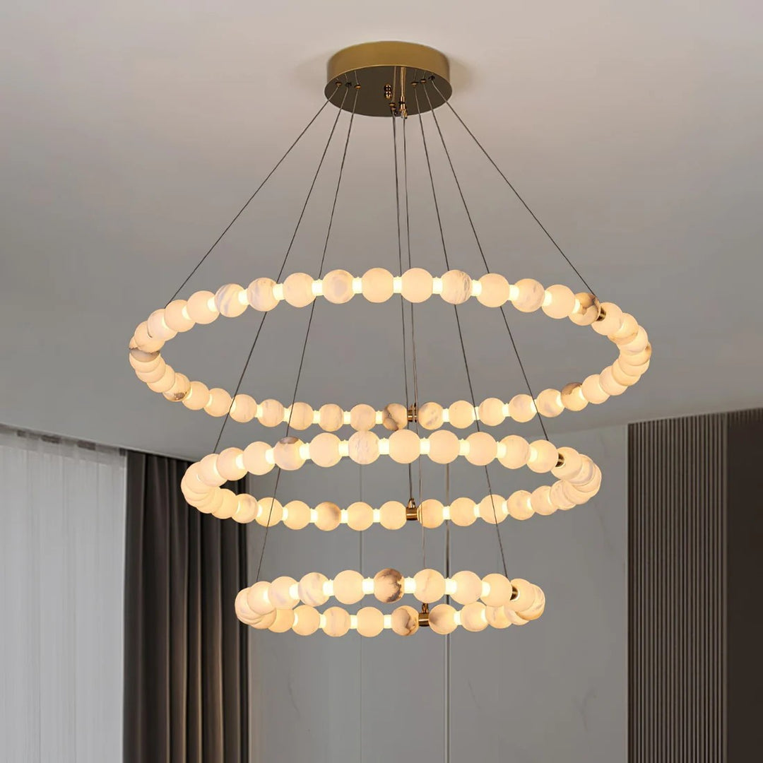 Alabaster Orb Ring Chandelier – Gold White, 23.6‑39.4 Diameters