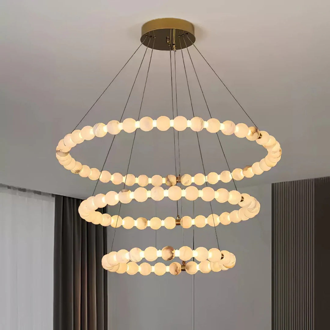 Alabaster Orb Ring Chandelier – Gold White, 23.6‑39.4 Diameters