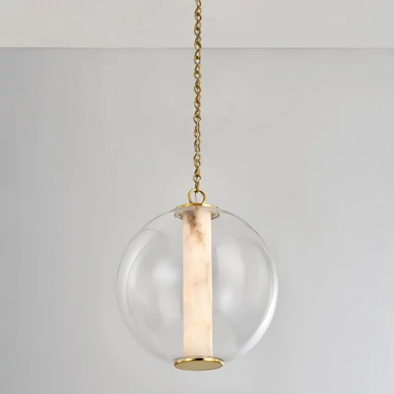 Alabaster Tube Globe Pendant Light